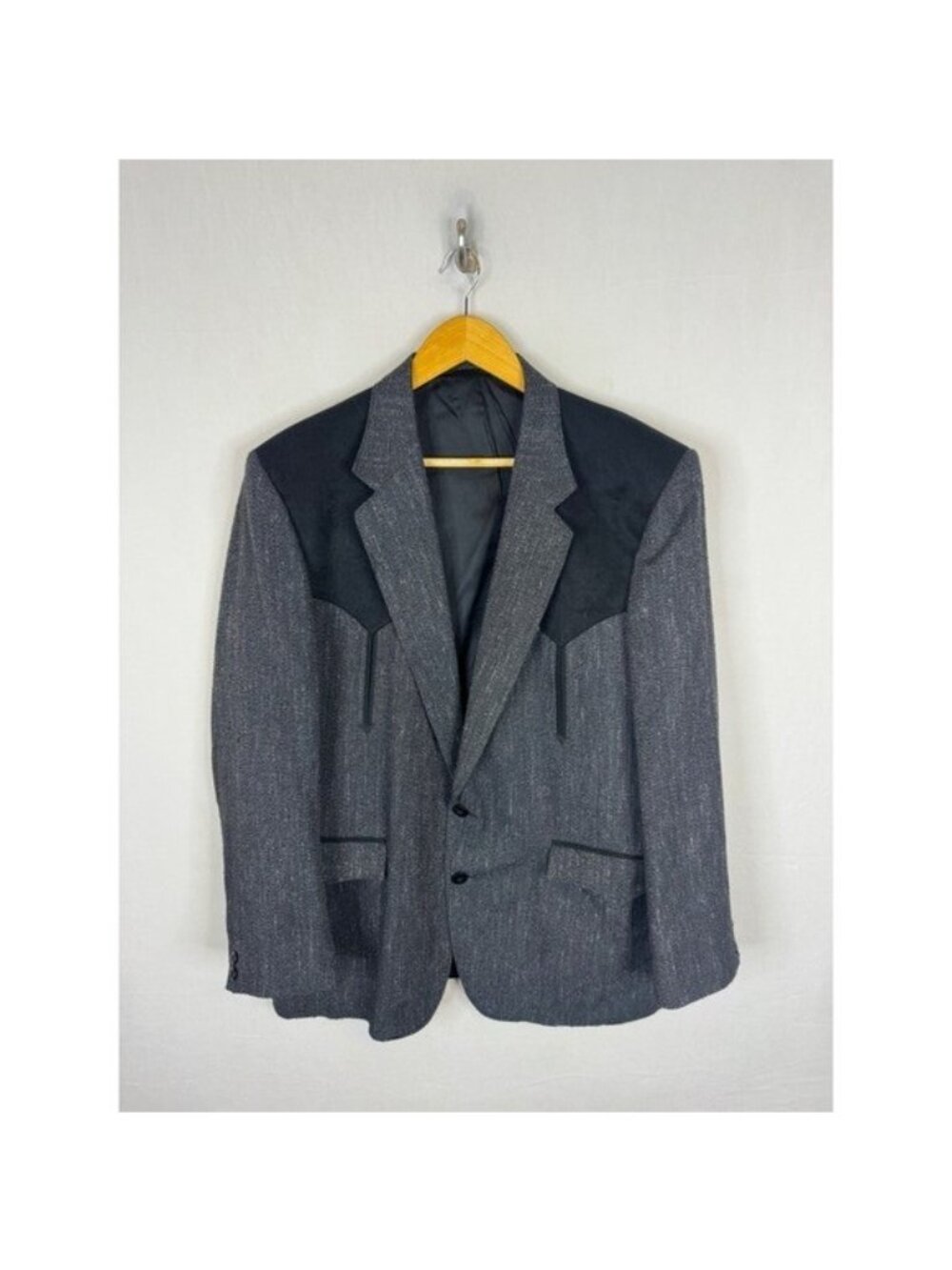 Circle S Mens Western Blazer Gray Rayon Wool Silk Blend Yoke Sport Coat 44R USA